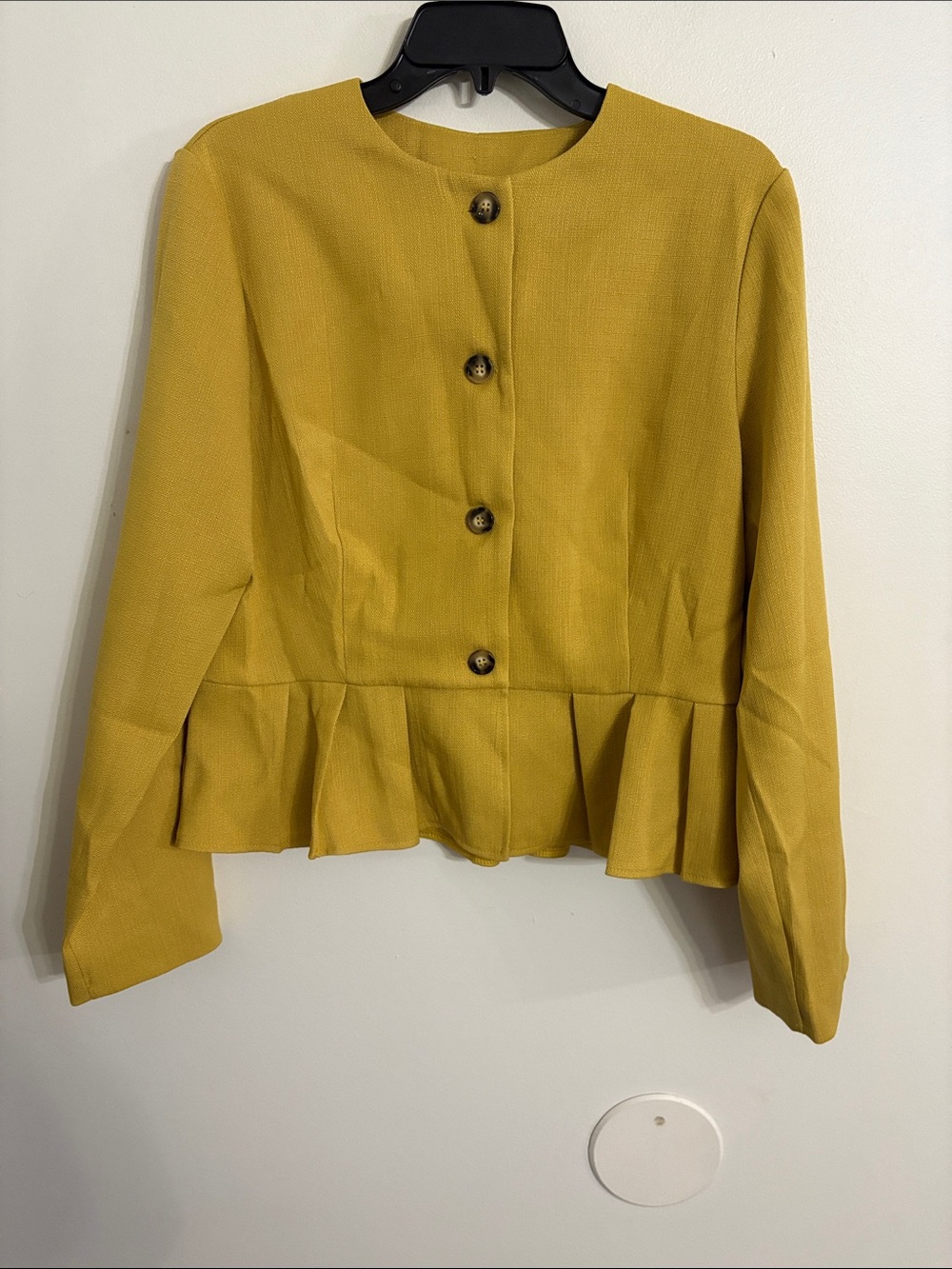 Women's Yellow button front peplum jacket Size XLarge NWT